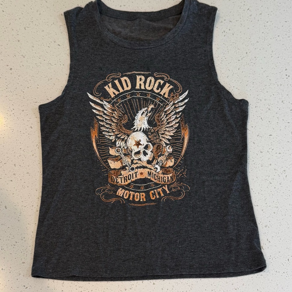 L Tennessee Whiskey Kid Rock Eagle Biker Shirt Gray Tank Top Women’s Large West